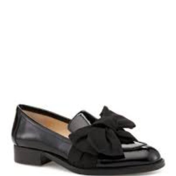 Botkier Violet Patent Leather Black Bow Loafers 7.5 NEW - Picture 1 of 6